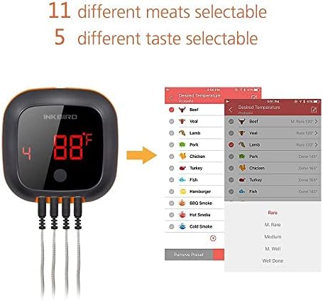 Inkbird IBT-4XS Bluetooth Wireless Grill BBQ Thermometer for Grilling with 4 Probes, Timer, Alarm,150 ft Barbecue Cooking Kitchen Food Meat Thermometer for Smoker, Oven, Drum - Image 4