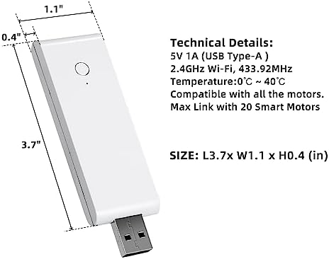 Smartwings Motorized Roller Shades Blinds Accessories Smart Link, Smart Bridge Home Automatic Smart Hub, Wi-Fi 2.4GHz, White - Image 5
