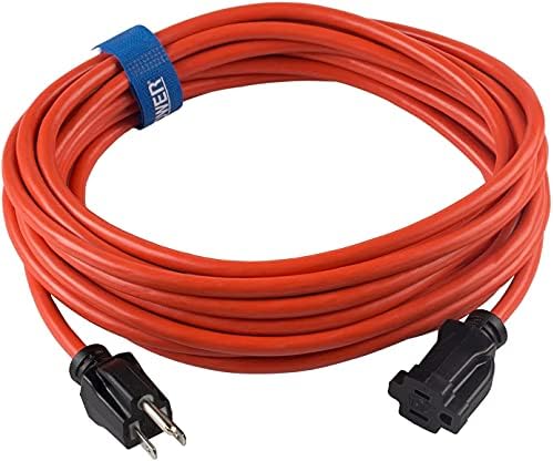 Clear Power 25 ft Outdoor Extension Cord 16/3 SJTW, 3-Prong Grounded Plug, Orange, Water & Weather Resistant, Flame Retardant, General Purpose Power Cord for Lawn & Garden, DCOC-0116-DC
