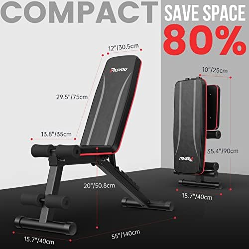 PASYOU Adjustable Weight Bench Full Body Workout Multi-Purpose Foldable Incline Decline Exercise Workout Bench for Home Gym - Image 6