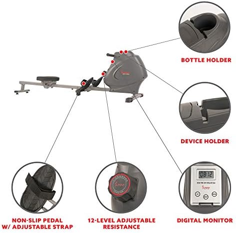 Sunny Health & Fitness Smart Compact Magnetic Rowing Machine with Optional Exclusive SunnyFit® App Enhanced Bluetooth Connectivity - Image 3