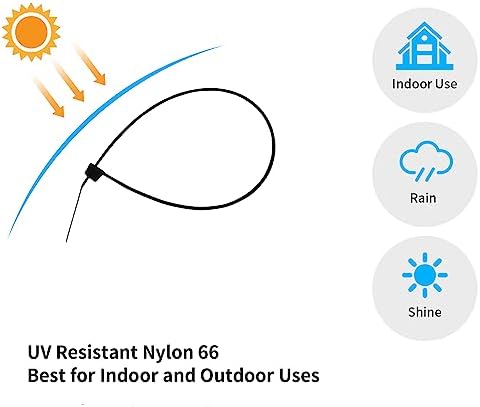 Armpow 1000 PCS 8 inch Black Cable Zip Ties, 40lb Strength Heavy duty, Premium Self-Locking UV Resistant Nylon Zip Ties for Indoor and Outdoor Use - Image 5