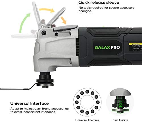 GALAX PRO 2.4Amp 6 Variable Speed Oscillating Multi-Tool Kit with Quick-Lock accessory change, Oscillating Angle:3°, 28pcs Accessories and Carry Bag - Image 5