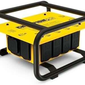Champion Power Equipment 201174 Pro Grade OSHA Compliant Power Distribution Box, 50-Amp Twist Lock Inlet, Six 120V GFCI Duplexes, One 120/240V 30A Locking Outlet, 30A and 50A RV Adapters