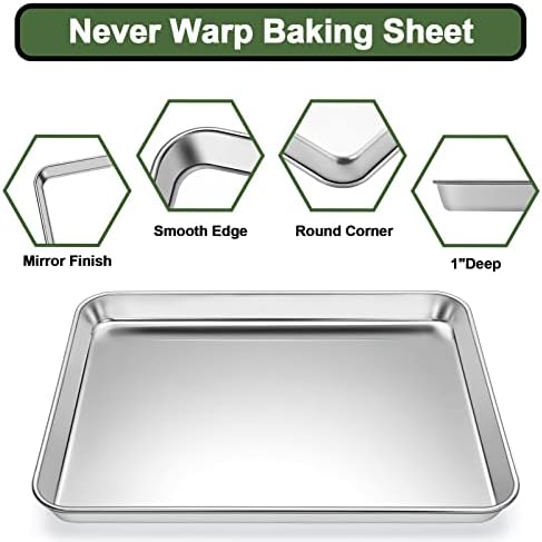 Baking Sheet Tray Cooling Rack with Silicone Mat Set, Stainless Steel Cookie Pan For Oven, Set of 9 (3 Sheets + 3 Racks Mats), Warp Resistant & Heavy Duty Easy Clean - Image 3