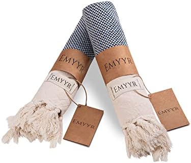 Emyyr Hand Towels for Bathroom - Kitchen - Set of 2 -%100 Cotton - Pre Washed, Quick Dry, Soft, 17x37' - Decorative Hand Towel - Hand Towels for Bathroom Clearance, Bath, Face, Tea Towels 01 (Azure1) - Image 3