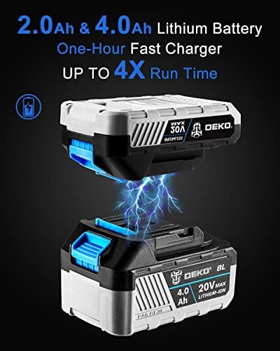 DEKOPRO Cordless Drill Combo Kit - 20V Max Brushless Impact Drill and Impact Wrench Cordless Power Tool Set with 2Pcs 2.0 Ah&4.0 Ah Lithium-Ion Batteries, Charger and Storage Bag included - Image 7