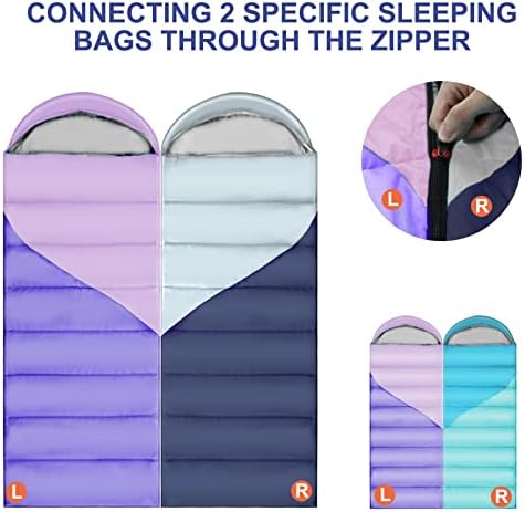 Camping Sleeping Bags for Adults Kids - All Season Warm & Cold Weather Backpacking Hiking XL Size Roomy Camping Gear Equipment for Couples Outdoor Car Family Travelling - Lightweight & Waterproof - Image 3