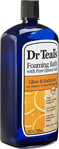 Dr. Teal's Foaming Bath Variety Gift Set (2 Pack, 34oz Ea.) - Melatonin Sleep Soak & Glow & Radiance with Vitamin C and Citrus Essential Oils - Moisturizes Skin & Promotes a Better Nights Sleep - Image 4
