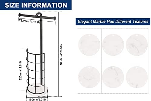 NearMoon Toilet Paper Holder Stand, Bath with 3 Rolls Tissue Storage-Metal Tissue Roll Holder Freestanding with Marble Base, Rustproof Toilet Roll Holder for Bathroom/Kitchen Countertop, Matte Black - Image 8