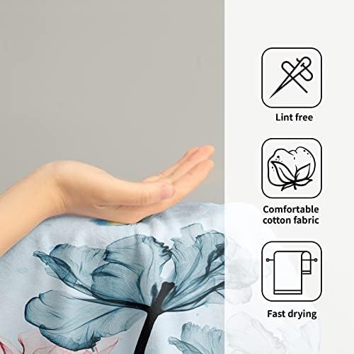 Giwawa Blue Floral Hand Towels Set of 2 Modern Flower Soft Absorbent Small Decorative Bath Towel Kitchen Dish Guest Towel for Spa Gym Home - Image 4