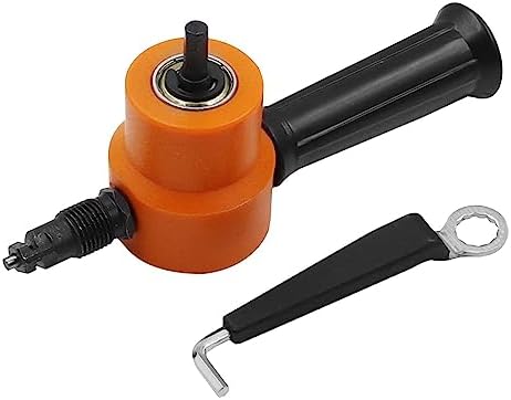 FAKEME Double Headed Sheet Metal Nibbler Drill Plate Cutter Power Tool Accessories with Wrench Home DIY Portable 360 Degree Rotate Metal Cutter, Orange - Image 5