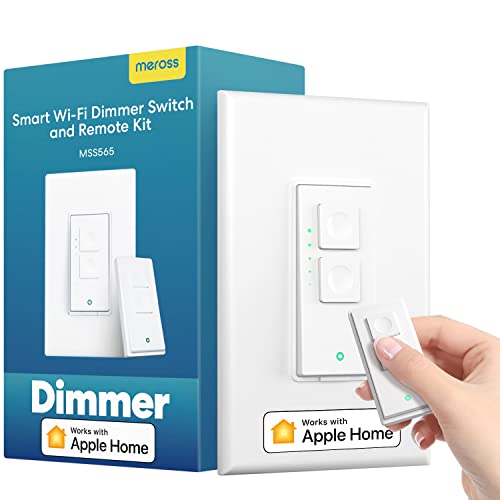 Meross Smart WiFi Dimmer Switch and Remote Kit, Single Pole, Neutral Wire Required, Work with Apple HomeKit, Alexa, Google Home and SmartThings, 2.4GHz WiFi, Remote and Voice Control, No Hub Required