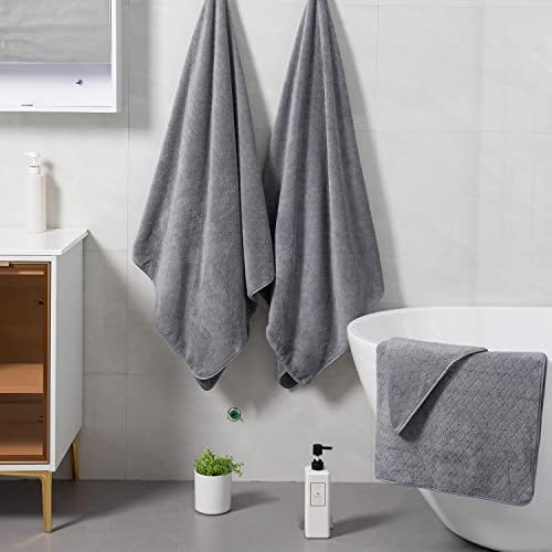 8-Piece Gray Bath Towels Set,2 Oversized Large Bath Towels Sheet,2 Hand Towels and 4 Washcloths - 600 GSM Soft Luxury Towel Set,Highly Absorbent Quick Dry Towel Collection for Bathroom,Hotel and Spa - Image 6