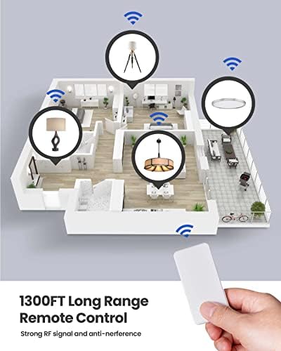 Zoiinet Wireless Lights Switch Kit, No Wiring, Buckle Design & Removable, Muti Way Switch, No WiFi Needed, Programmable, 1300ft Remote Control Lighting Fixture for Led, Ceiling Lights and Lamps - Image 4
