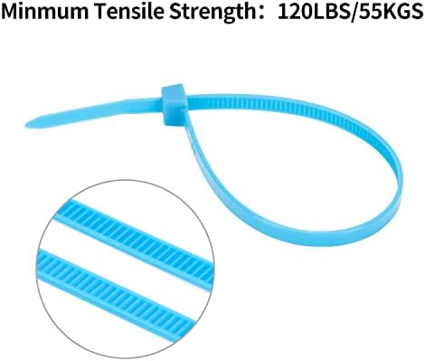 XINGO 100 PCS 12 inch Cable Zip Ties Heavy Duty,120 lbs Tensile Strength, Self-Locking Premium Nylon Zip Ties for Indoor and Outdoor Use (Sky Blue) - Image 5