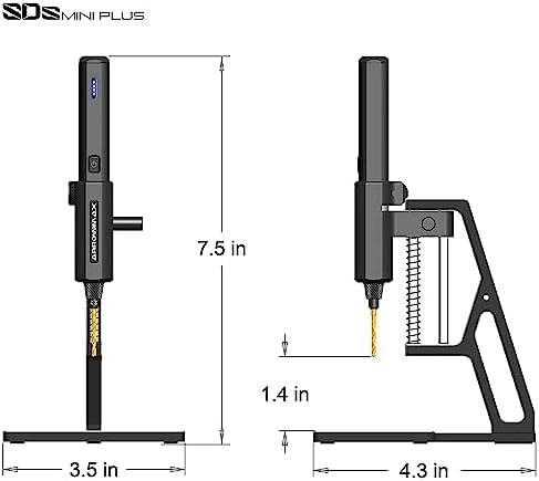 ARROWMAX Mini Electric Drill 15 in 1 with Benchtop Press, Cordless, LED Lights, Needle Vise Hand Drill Kit, 10 HSS Drill bits, 3/32-Inch Keyless Chuck, Variable Direction (SDS MINI PLUS),Black - Image 6