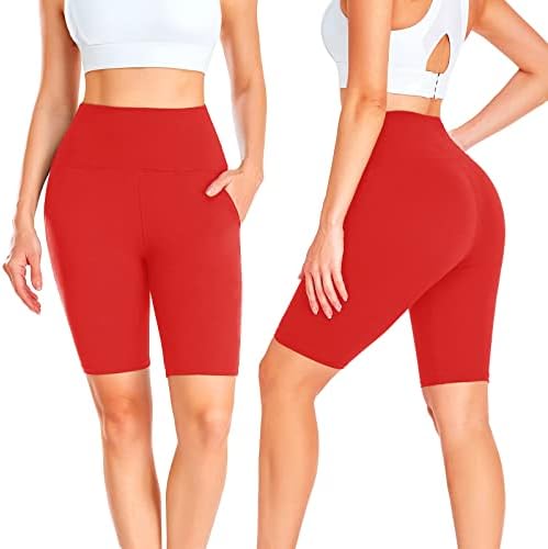 GROTEEN Biker Shorts for Women with Pockets - 8'' High Waisted Tummy Control Yoga Workout Running Spandex Gym Shorts - Image 2