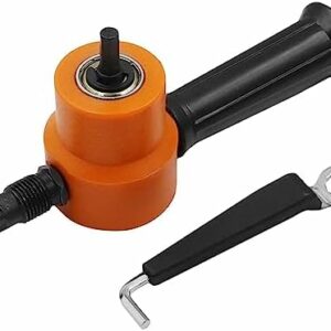 FAKEME Double Headed Sheet Metal Nibbler Drill Plate Cutter Power Tool Accessories with Wrench Home DIY Portable 360 Degree Rotate Metal Cutter, Orange