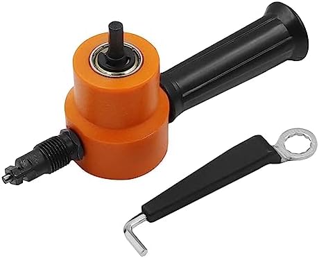 FAKEME Double Headed Sheet Metal Nibbler Drill Plate Cutter Power Tool Accessories with Wrench Home DIY Portable 360 Degree Rotate Metal Cutter, Orange