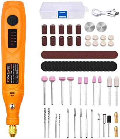 GOXAWEE Mini Cordless Rotary Tool with 105pcs Accessories, 5-Speed 18000rpm and USB Charging, Multi-Purpose Power Rotary Tool with 3.7V Li-ion Battery for Handmade Crafting and DIY Creations.