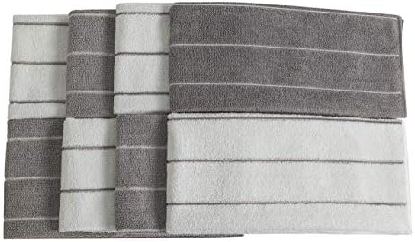 Microfiber Kitchen Towels - Super Absorbent, Soft and Solid Color Dish Towels, 8 Pack (Stripe Designed Grey and White Colors), 26 x 18 Inch - Image 3
