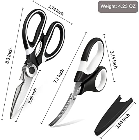 OMDAR 3 Pack Kitchen Scissors - Lifetime Replacement Warranty- Heavy Duty Stainless Steel Cooking Shears for Cutting Meat, Food, Fish, Poultry Multipurpose Sharp Sissors - Image 6
