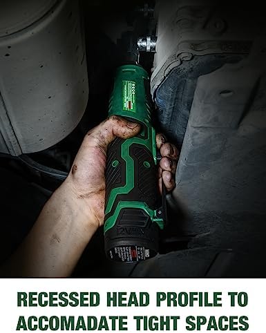 KIMO 3/8" Cordless Electric Ratchet Wrench Set, 40 Ft-lbs 400 RPM 12V Cordless Ratchet Kit w/ 60-Min Fast Charge, Variable Speed Trigger, 2-Pack 2.0Ah Lithium-Ion Batteries, 8 Sockets - Image 2