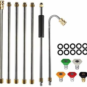 AgiiMan Gutter Cleaning Tool Pressure Washer - Extension Wands, Roof Cleaner Lance Nozzle - 4000 psi 5 Tips, Window Washing Accessories, Power Washer