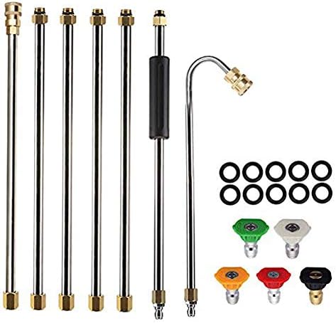 AgiiMan Gutter Cleaning Tool Pressure Washer - Extension Wands, Roof Cleaner Lance Nozzle - 4000 psi 5 Tips, Window Washing Accessories, Power Washer