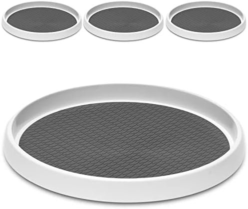 [ 4 Pack ] 12 Inch Non-Skid Turntable Lazy Susan Organizers - Spinning Rack for Cabinet, Pantry Organization and Storage, Kitchen, Fridge, Vanity, Countertop, Under Sink Organizing, Spice Spinner