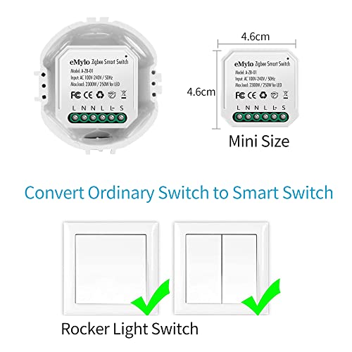eMylo Mini Smart Zigbee Relay Switch Wireless Remote Control Zigbee Light Switch AC 220V Built-in Switch Relay Module 16A DIY Timer Voice Control for Home Automation Compatible with amazon Alexa Echo - Image 7