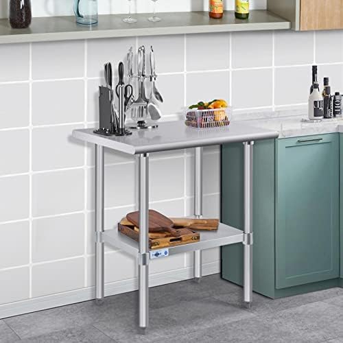 Profeeshaw Stainless Steel Prep Table NSF Commercial Work Table with Undershelf for Kitchen Restaurant 24×36 Inch - Image 7