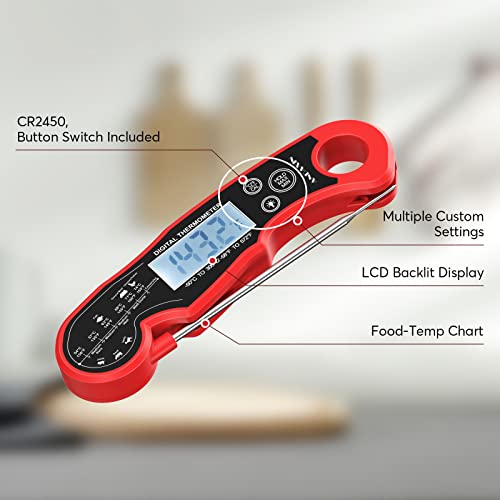 Meat Thermometer Digital for Grilling and Cooking - ANDAXIN Waterproof Ultra-Fast Instant Read Food thermometers with Backlight & Calibration for Kitchen, Deep Fry, BBQ, Grill(Red/Black) - Image 3