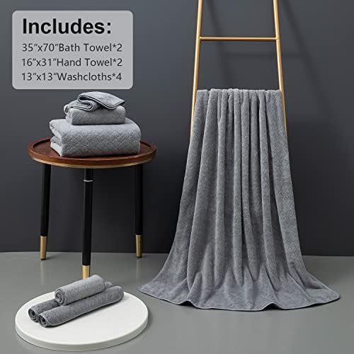 8-Piece Gray Bath Towels Set,2 Oversized Large Bath Towels Sheet,2 Hand Towels and 4 Washcloths - 600 GSM Soft Luxury Towel Set,Highly Absorbent Quick Dry Towel Collection for Bathroom,Hotel and Spa - Image 4