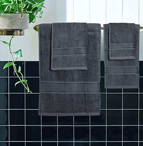 Belizzi Home Ultra Soft 6 Pack Cotton Towel Set, Contains 2 Bath Towels 28x55 inch, 2 Hand Towels 16x24 inch & 2 Wash Coths 12x12 inch, Ideal Everyday use, Compact & Lightweight - Charcoal Grey - Image 4