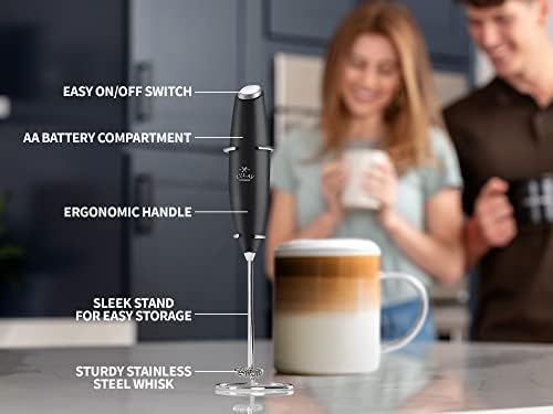 Zulay Powerful Milk Frother Handheld Foam Maker for Lattes - Whisk Drink Mixer for Coffee, Mini Foamer for Cappuccino, Frappe, Matcha, Hot Chocolate by Milk Boss (Black) - Image 5