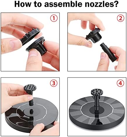 Solar Fountain, 6.3" Solar Fountain Pump for Bird Bath, Solar Water Fountain with 6 Nozzles and Fixer, Solar Bird Bath Fountains for Outdoors, Fish Tank, Garden, Pond, Pool and Aquarium - Image 6