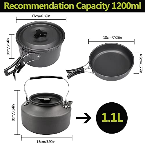 aiGear Camping Cooking Set Cookware Mess Kit with Storage Bag Pot Pan and Teapot Set Camping Accessories for Outdoor Camping Hiking Picnic Portable and Lightweight Aluminum - Image 3