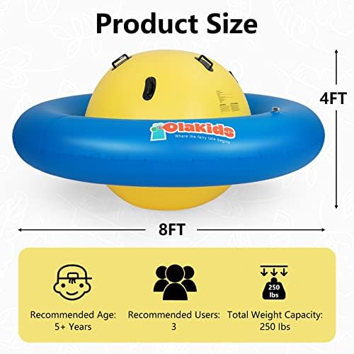 OLAKIDS 8FT Inflatable Dome Rocker Bouncer, Outdoor Kids Giant Roll and Play Seesaw Rocker with 6 Secure Handles, Max Weight 250 LBS, Toddlers Climbing Game Toy Backyard Play Center Equipment - Image 7