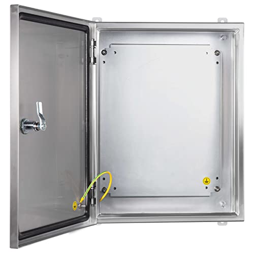 KWONONG Stainless Steel Enclosure, IP65 Waterproof Electrical Box for Indoor and Outdoor Projects, Includes Mounting Plate and Wall Bracket 450×350×200mm (18"×14"×8") - Image 3