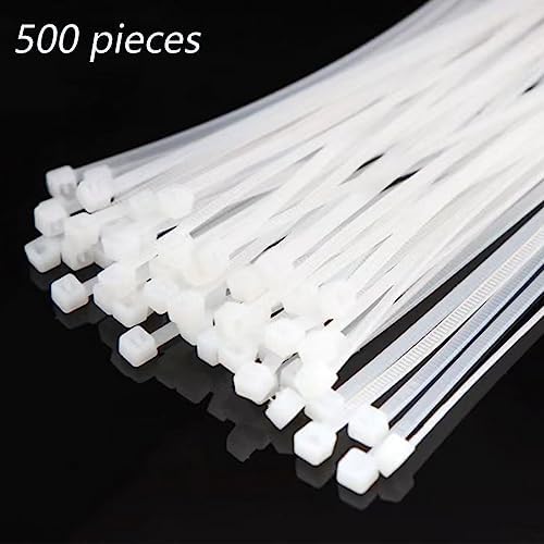 8 Inch White/Clear Zip Ties, hight Strength, UV Resistant Strong Nylon Cable Ties,Wire Ties Wraps for Craft Cable Management for Home Office Garden Fence Garage Indoor Outdoor 500 pack - Image 7