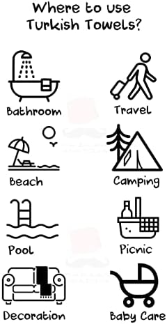 Bazaar Anatolia Turkish Hand Towels Set of 4 Diamond Bath Towel 100% Cotton 38x18 Boho Farmhouse Decor Quick Dry Hand Hair Gym Face Bath Tea Kitchen Dishcloth Set Decorative Bathroom Towel (Black) - Image 7