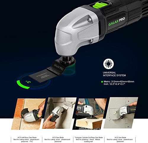 GALAX PRO 22000 OPM 1.5A Oscillating Multi Tool, 3 Degree Oscillating Angle with 3 Pieces Saw Blades, 1 Piece Semi Circle Blade Sanding Plate, 6 Pieces Sanding Papers for Sanding, Grinding - Image 7