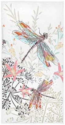 ZOEO Hand Towel Sets Dragonfly Bloom Bouquet Spring Dish Towels Cotton Face Towel Bath Decor Set for Girls 30x15 inch Gym Yoga Beach Towels