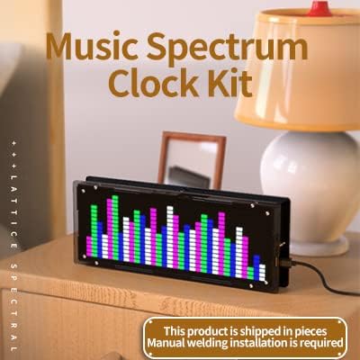 Aoyygg DIY Led Music Spectrum Clock Kit,Led Music Spectrum Display DIY Kit 16x32 Rhythm Light Clock 8 Kinds Spectrum Mode SMD Soldering Project Level Display Light (Blue) - Image 3