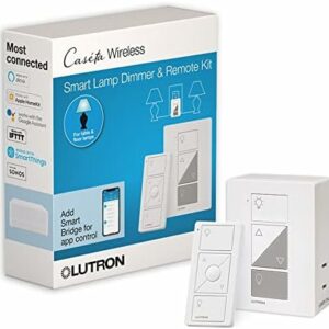 Lutron Caseta Single-Pole/3-Way Smart Lighting Lamp Dimmer and Remote Kit | P-PKG1P-WH | White