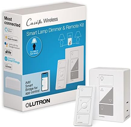 Lutron Caseta Single-Pole/3-Way Smart Lighting Lamp Dimmer and Remote Kit | P-PKG1P-WH | White