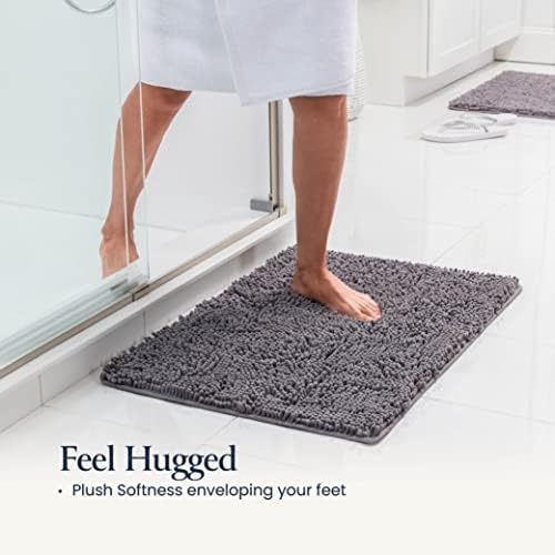 2 Piece Bathroom Rugs Bath Mat Set - Soft Plush Chenille Shower Mats for Bathroom Durable Bath Rug with Rubber Backing, Ultra Absorbent Bath Rugs, Bathtub Mat, Bathroom Rug Mats - 30x20 + 24x17 Inch - Image 2