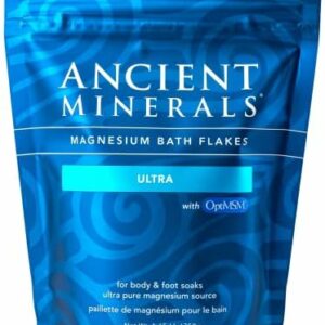 Ancient Minerals Magnesium Bath Flakes Ultra with OptiMSM - Resealable Magnesium Supplement Bag of Zechstein Chloride with Proven Better Absorption Than Epsom Bath Salt (1.65 lb)